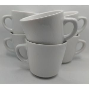Set of 6 Porcelana Pure White Diner Coffee Tea Cups Mugs